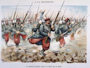 アルベール・ギヨーム（1873-1942）の「軍事アルバム」（1900年頃）の中の「A la baionette」。