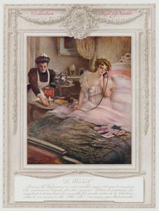 ベルエポック・パリ、ファッショナブルな女性の目覚め（カラーリトグラフ 作： Albert Guillaume