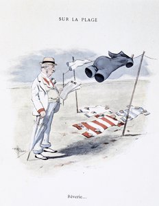 Guillaume 1900の「Etoile de mer」のビーチでのレジャーを描いた漫画 作： Albert Guillaume