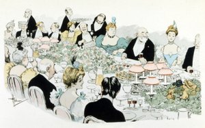 1908年、A.ギョームによるディナー（図面 作： Albert Guillaume