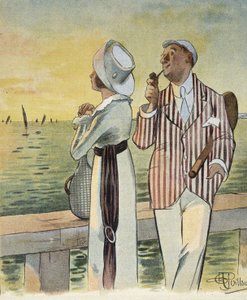 アルベール・ギヨーム（1873-1942）が描いた「夕暮れの戯れ」（『Le Rire』1912年8月号掲載 作： Albert Guillaume