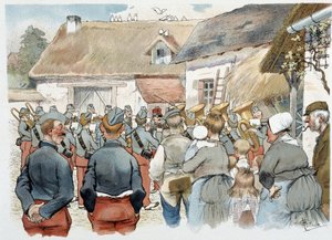 アルベール・ギョーム（1873-1942）の「軍事アルバム」に登場する村の軍楽隊 1900年頃 作： Albert Guillaume