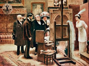 彼の絵を見せる画家、c。 1920年（版画） 作： Albert Guillaume