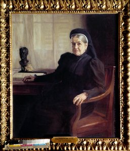 フランス人医師ルイ・パスツール（1822-1895）の未亡人、マダム・パスツール（1854-1905）の肖像（1899年）」 アルベール・エーデルフェルト（1854-1905）の絵画 1899年 パリ、パスツール美術館 - フランス人医師ルイ・パスツール（1822-）の未亡人、マダム・パスツール（1854-1905）の肖像。 作： Albert Gustaf Aristides Edelfelt