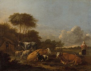 牛のある風景 作： Albert Jansz Klomp