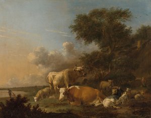 牛のある風景 作： Albert Jansz Klomp