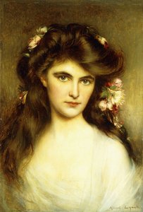 髪に花が咲く若き美女