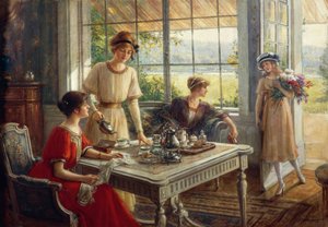 アルバート・リンチ作「お茶を飲む女性」（1851-1912）