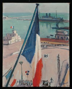 Alger, the flags (アーティストボードに油彩) 作： Albert Marquet
