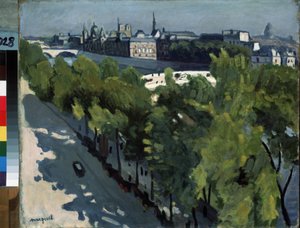 ""O Quai du Louvre e a Pont Neuf em Paris"" A Ile de la Cité e as margens do Sena. Pintura de Pierre-Albert (Albert) Marquet (1875-1947) 1906. Óleo sobre tela. Museu Hermitage, São Petersburgo (São Petersburgo) 作： Albert Marquet