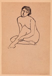 座っている裸の女性 (紙にペンとインク) 作： Albert Marquet