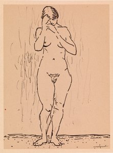 立っているヌードの女性 (紙に鉛筆) 作： Albert Marquet