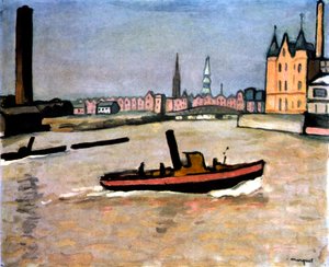 ハンブルク港、1909年 作： Albert Marquet