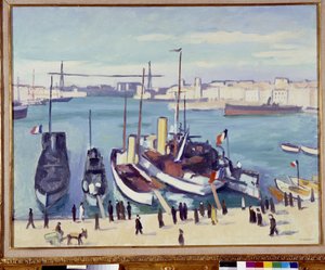 フェリー橋のあるマルセイユ港 (絵画) 20 世紀 作： Albert Marquet