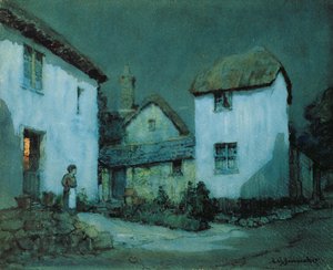 月明かりに照らされた通り、Heavitree、エクセター 作： Albert Moulton Foweraker