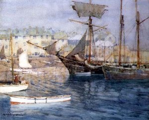 ザ・ハーバー、セント・アイブス 作： Albert Moulton Foweraker
