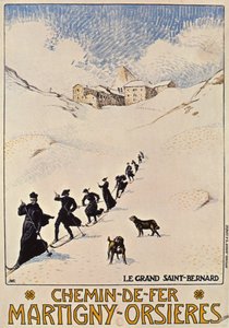 1913年、マルティニーからオルシエールまでのフランスの鉄道を宣伝するポスター 作： Albert Muret
