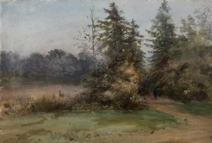 2人の人物のいる風景
