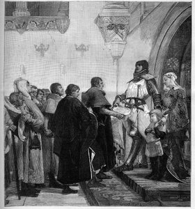ブルゴーニュのルノーはベルフォールの住民に解放の勅許を与えた。神聖ローマ帝国の皇帝ルドルフ1世との戦いのために資金が必要だったブルゴーニュのルノー（1321年没）は、1307年にベルフォールの町を解放し、その代わりに 作： Albert Pierre Rene Maignan