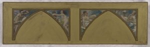 パリ市立劇場のためのスケッチ：ヴォルテールの哲学書。百科全書、エッセ、ペンセ、1890年頃（油彩・カンヴァス）