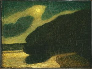 月明かりに照らされた入り江 作： Albert Pinkham Ryder