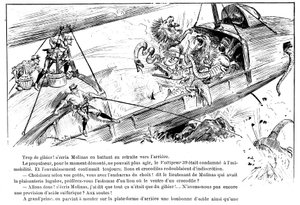 予期せぬこと。ヴォルティジュールの攻撃 39 - A.ロビダ編「20世紀の戦争」にてジョルジュ・デコー 作： Albert Robida