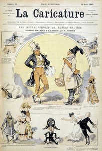 ロビダによる俳優ロベール・マケールについてのカートゥーン、cov."La caricature" 17/7/1880.
