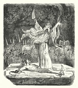 人身御供を行うドルイド（彫刻） 作： Albert Robida
