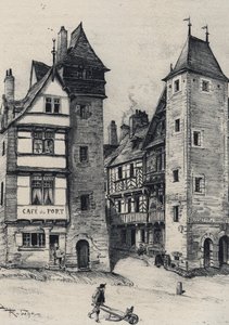 Entee de Treguier ブルターニュ地方コート・ダルモール県の州都 - La vieille France - La Bretagne アルベール・ロビダ(1848-1926)によるテキスト、図面、リトグラフ 19世紀末未発表 作： Albert Robida