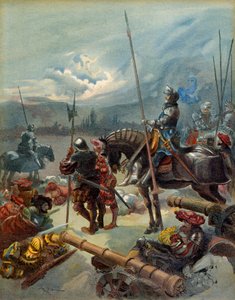 第五次イタリア戦争（1515-1516）：1515年9月13日から14日にかけてのマリニャン（イタリア）の夜。図解 作： Albert Robida