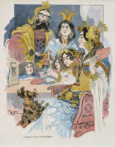 ブロブディニャック宮廷でのガリバー - スウィフト著「ガリバー旅行記」（ロビダ画）より 作： Albert Robida