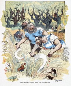 巨人の国のガリバー - スウィフト著「ガリバー旅行記」（ロビダ画）より 作： Albert Robida
