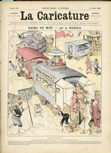 アルベール・ロビダ（1848-1926）による『La Caricature』（1880年）の表紙のイラスト。 作： Albert Robida