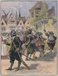 A・ロビダが描いた「Le Capitaine Bellormeau」のイラスト（カラーリトグラフ版 作： Albert Robida