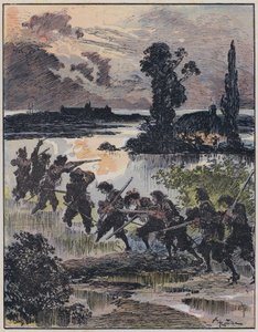 A・ロビダが描いた「Le Capitaine Bellormeau」のイラスト（カラーリトグラフ版 作： Albert Robida