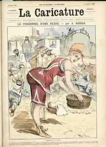 戯画の毛布（1880年）に描かれたアルベール・ロビダ（1848-1926）のイラスト 作： Albert Robida
