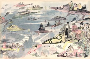 2000年のオペラ座を去る（カラーリトグラフ 作： Albert Robida