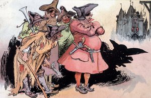 モンフリルーの2つのカートリッジ、ロビダのイラスト、19日。 作： Albert Robida