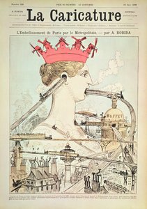 1886年6月19日の「ラカリカチュア」からのメトロによるパリの改善（カラーリソ） 作： Albert Robida