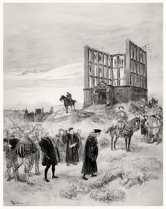 1909年にモンフォコンギベットに上ったジャックセンブランセ監督（c.1445-1527）が死刑判決 作： Albert Robida