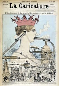 地下鉄によるパリの美化 - Robida（1886年6月19日付「La Caricature」誌）による 作： Albert Robida
