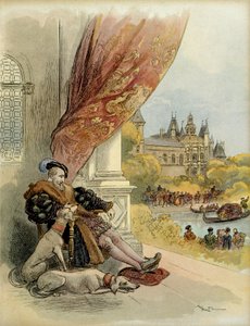 フランソワ1世（1494-1547）の晩年、ランブイエ城にて。イラスト 作： Albert Robida