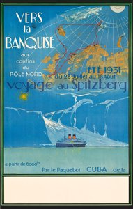 1931年頃、ノルウェーのシュピッツベルグ旅行の広告ポスター（カラーリトグラフ）