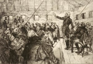 ワシントンは軍事独裁政権を阻止した（ポートフォリオ『The Bicentennial Pageant of George Washington』より、キャンセルされたプレート） 作： Albert Sterner