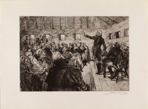 ワシントンは軍事独裁政権を阻止した（ポートフォリオ『ジョージ・ワシントン生誕200周年記念ページェント』より） 作： Albert Sterner