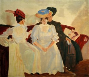 ソファの上の3人の女性 作： Albert Weisgerber