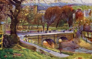 Whalley, the Church and Village (カラーリトグラフ) 作： Albert Woods