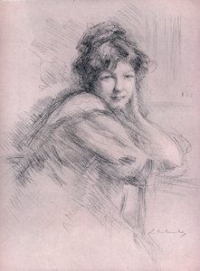 女性のリトグラフ肖像、c1905 作： Albert de Belleroche