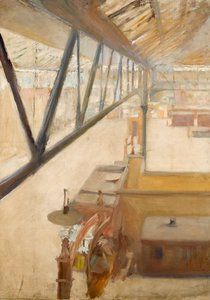 1900年頃の鉄道駅の風景（油彩・キャンバス 作： Albert de Belleroche