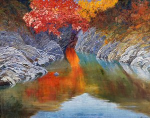 アルベルト・ベニスチェリ (1870-1952) のヴァル・ダロッシアの小川。 イタリア 作： Alberto Beniscelli